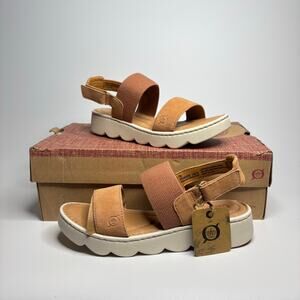 Born Patriotic Suede Platform Slingback Sandals in Light Orange Sand